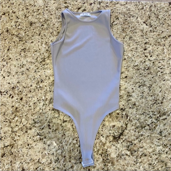 Missguided Tall Light Gray Ribbed Bodysuit - Picture 9 of 10